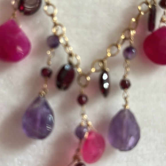 REAL Amethysts Garnet rose quarts faceted stone 14k filled - Picture 4 of 5